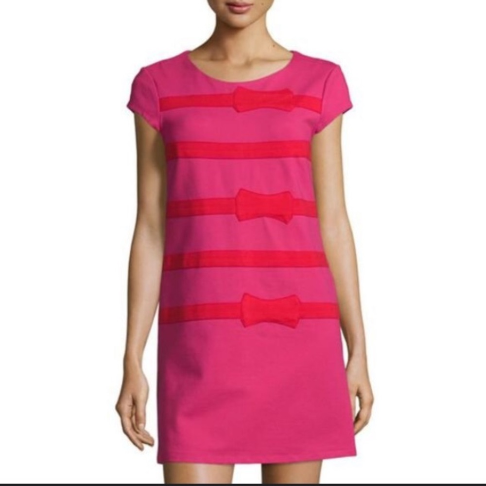 NWT Julie Brown NYC “Allora” Bow Dress in Pink/Red, Size Medium. Retail $170.